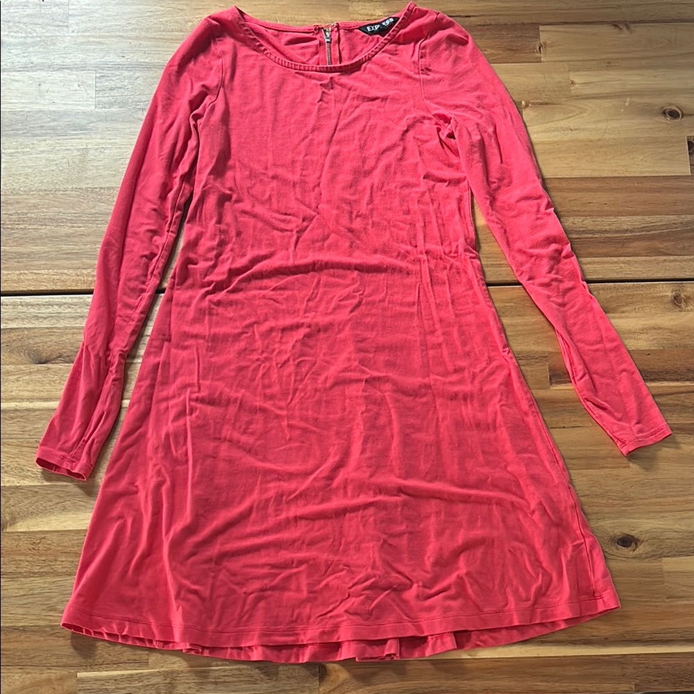 Express Pink Long Sleeve Dress